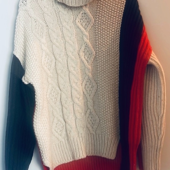 Zara Colorblock Cable Knit Turtleneck Sweater - Picture 7 of 13